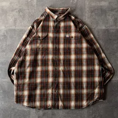 00s Carhartt ヘビーネルシャツ オンブレ 茶 4XL A698