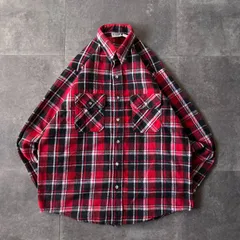 90s FIVE BROTHER ヘビーネルシャツ 赤 L A699 チェック柄