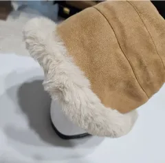 56-63cm レディース/大きめ頭 ウール帽子 防寒 完璧保温 -冬帽子+おまけ付きニット