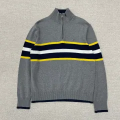 トミーヒルフィガー バイカラー ジップアップ ニット