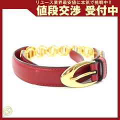 CHANEL ココマーク レザーベルト 70 レッド ゴールド ヴィンテージ