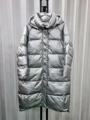 シルバー ロング丈 フード ダウン コート