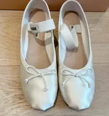 ミュウミュウ サテン バレリーナ シューズ 37