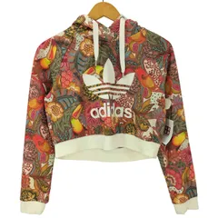 アディダスオリジナルス adidas Originals by The Farm Compan FUGIPRABALI CROP HOODIE トレフォイル ロゴ ファーム 花 トロピカル 総柄 クロップド パーカー フーディー レディース import：L