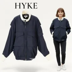 【美品】HYKE ハイク ブルゾンリブ ユニセックス アウター ジャンパー S レディース メンズ ブラック