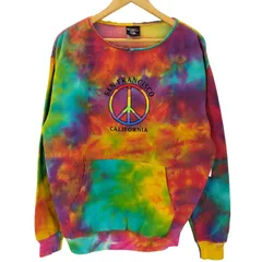 ユーズドフルギ USED古着 COTTON NET U.S.A ボディ  00S SANFRANCISCO CALIFORNIA ピースマーク ケミカルウォッシュ フーディー カットオフ リメイク スウェット トレーナー メンズ import：L 