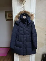 0127) エゴイスト ネイビー ファー フーディー ダウンコート