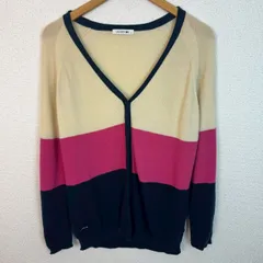 LACOSTE ラコステ カーディガン ボーダー マルチカラー 36サイズ レディース 古着 スポーツMIX シンプル