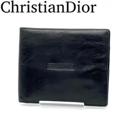 【美品】Dior 二つ折り財布 コンパクトウォレット ミニ財布 レザー 黒色
