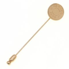 美品 HERMES エルメス セリエ ピンバッチ ブローチ 安全ピン ゴールド
