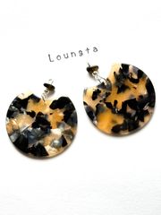 3915ブラックヘマタイト天然石ピアス 大ぶりピアス 樹脂ピアス