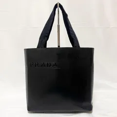 PRADA プラダ トートバッグ ハンドバッグ ロゴ 型抜き レザー ブラック 黒