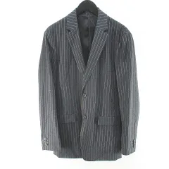 セオリー Theory セットアップ スーツ ストライプ柄 テーラード ジャケット ロングパンツ スラックス 背抜き ジップフライ 38 30 灰系 グレー 毛 ウール 裏地