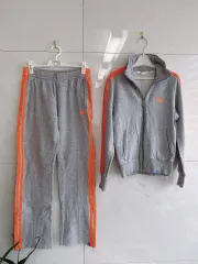 アディダス 3本線 トレーニングウェア セット グレー/オレンジ