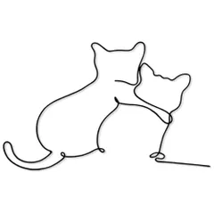 SALUDABLE 猫 ウォールアート オブジェ インテリア雑貨 北欧 壁飾りアイアン 黒猫 グッズ (ハグする猫)