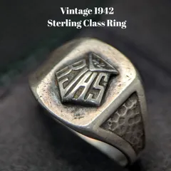 RJHS 1942年 立体モノグラム STERLING 刻印 米国ヴィンテージ カレッジリング 15号 USA クラスリング
