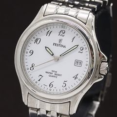 FESTINA】フェスティナ クォーツ デイト 白文字盤 メンズ腕時計 - メルカリ