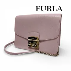 美品■ FURLA フルラ メトロポリス ピンク ショルダーバッグ 斜め掛け チェーン Gc26