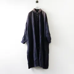 ネストローブ nest Robe リネンギャザーワイドシャツワンピース‖ネイビー ドレス ロング 前開き ゆったり 長袖【2400014757354】