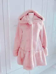 リズリサ　ファー付きリボン　くすみピンクコート ⑅୨୧ 新宿ALTA店♡新作item ୨୧⑅* 裾と襟元のファーがcuteなコート