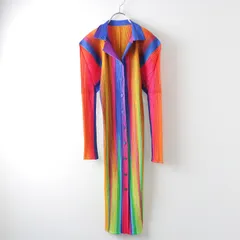 【値下げ】美品 希少アイテム 1997AW プリーツプリーズ イッセイミヤケ レインボーグラデーションロングワンピース 3//マルチ【2400014294019】のサムネイル
