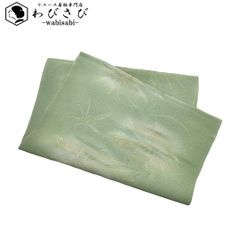 付下げ 鳥獣戯画 手描き 寿光織 薄緑色 しつけ糸 K-3566 - メルカリ