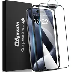 OAproda ガラスフィルム いphone15pro フィルム 強化 ガラス 液晶 全面保護 強化極細黒縁 9H越え 貼り付け簡単 さらさら 気泡レス ガイド枠付き iphone 15 pro 対応 ガラスフィルム 6.1インチ用