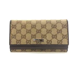 3207 GUCCI グッチ 長財布 キャンバス GG ダークブラウン フラップ