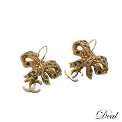 シャネル ココマーク リボン ラインストーン 03P レディース ピアス