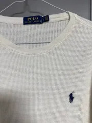 ポロラルフローレン 新モデル ラベル 95-100 白 ワッフル クルーネック (ほぼ新品)