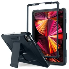 DTTO iPad Pro 11インチケース 2022(第4世代)/2021(第3世代) [スクリーンプロテクター] 2層フルボディ保護カバー ペンシルホルダー付き iPad Pro 11インチ 2020&2018/iPad Air 5/A [ネイビーブルー]