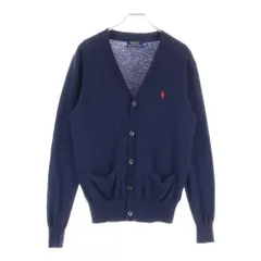 POLO RALPH LAUREN (ポロラルフローレン) ポニー刺繍 ウール Vネック ニット カーディガン ネイビー