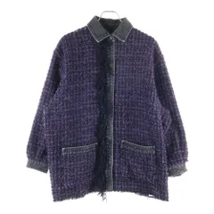 DIESEL (ディーゼル) フリンジデザイン ツイードデニム切り替えジャケット パープル