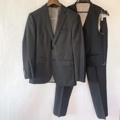 【良】ロロピアーナ　4seasons ブルーエグリージオ　ユニバーサルランゲージ　スーツ　スリーピース　セットアップ　165cm-6Drop  ダークグレー　ウール　シルク混
