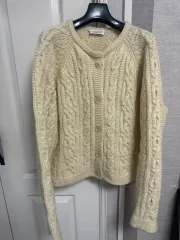 アイボリー ケーブル編み ニット カーディガン