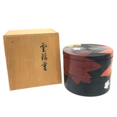 未使用 平安象彦 錦曇 木製 二段重箱 茶道具 和菓子 花見 未使用 平安