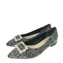 卑弥呼 ヒミコ ポインテッドトゥパンプス 表記サイズ:24.5cm ツイード/パール・ビジューバックル    ブラック レディース / 240001179720