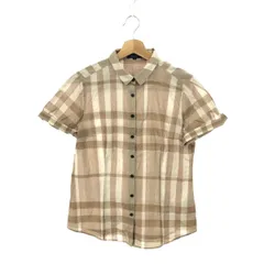 BURBERRY LONDON バーバリーロンドン 半袖シャツ サイズ:42 チェック/メタルボタン    グレージュ レディース / 241005007365
