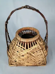 【茶事具】手付き四方籠　花籠　花入232