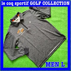 le coq GOLF ルコックスポルティフゴルフ 長袖 ボーダー柄 ストレッチ ハーフジップ ゴルフシャツ L