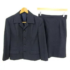 ジェイプレス セットアップ スーツ 上下セット ジャケット スカート チェック柄 日本製 レディース 11サイズ 紺×赤×白 J.PRESS 【中古】