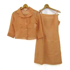 エムズグレイシー セットアップ 上下セット シャツジャケット ワンピース リネン混 レディース 9サイズ オレンジ M'S GRACY 【中古】