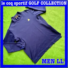 le coq GOLF ルコックスポルティフゴルフ 長袖 ロゴ刺繍 ボーダー柄 モックネック ストレッチ ゴルフシャツ LL