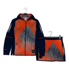 中古 レディース アディダスゴルフ adidas GOLF セットアップ M オレンジ×紺 ニット 長袖フーディー×スカート