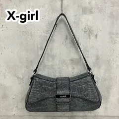 X-girl エックスガール ワンショルダーバッグ ハンドバッグ パイソン柄 ヘビ柄 蛇柄 グレー シルバー金具 ストリート 希少 難あり レディース 肩掛け ポーチ ミニバッグ ブランド ロゴ プレート ★ ■■