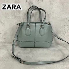 ZARA ザラ 2way ミニ トートバッグ ショルダーバッグ ハンドバッグ 斜め掛け セージグリーン くすみカラー パステルグリーン ゴールド金具 スクエア型 シティバッグ レザー調 裏地あり ★ ■■