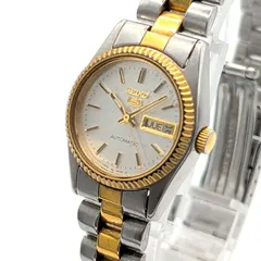 SEIKO SEIKO5 4206-0510 Watch Automatic Ladies Silver Gold Combi White dial セイコー セイコー5 時計 自動巻き メンズ ラウンド ゴールド シルバー 白文字盤 デイデイト 稼働品