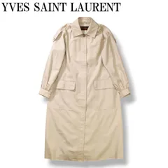 【入手困難】 80s90sヴィンテージ イヴサンローラン YVES SAINT LAURENT  コットンギャバジン ステンカラーコート バルマカーンコート アウター アイボリー レディース ♪のサムネイル