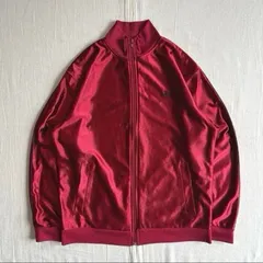 00s　archive　アーカイブ　OLD NAVY　オールドネイビー　メタリックレッド　トラックジャケット　襟付き　ハイネックジャージ　ブルゾン　ワンポイントロゴ刺繍　S相当　Y2K　平成レトロ　C-BOY　metallic red track jacket