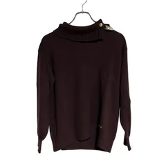 B070 BLUE LABEL CRESTBRIDG ブルーレーベル クレストブリッジ ニット セーター ネックボタン 長袖 ハイネック ブラウン レディース 38